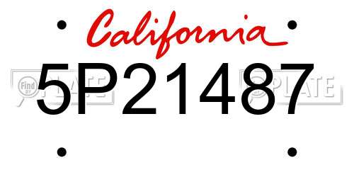 5P21487 California License Plate