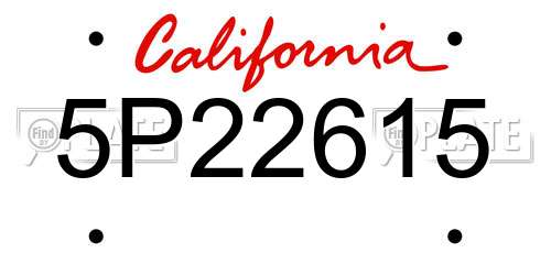 5P22615 California License Plate