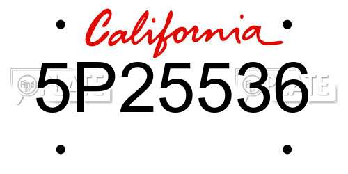 5P25536 California License Plate