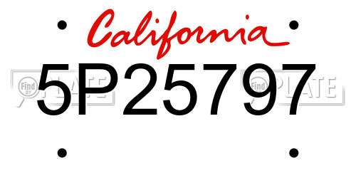 5P25797 California License Plate