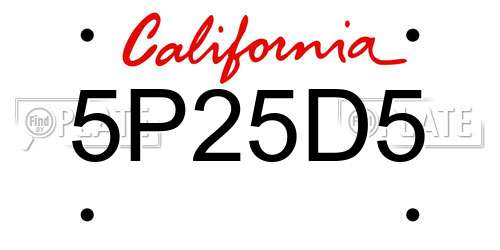 5P25D5 California License Plate