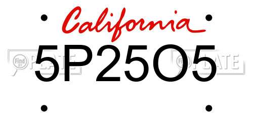 5P25O5 California License Plate