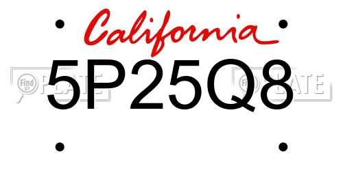 5P25Q8 California License Plate