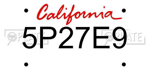 5P27E9 California License Plate