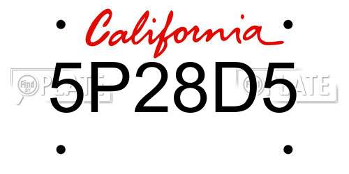 5P28D5 California License Plate