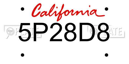 5P28D8 California License Plate