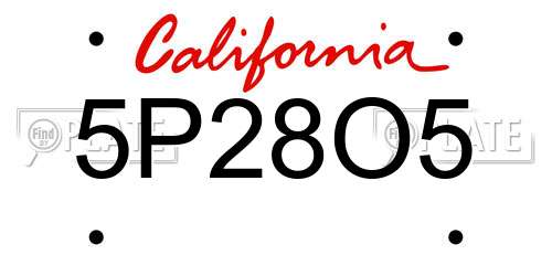 5P28O5 California License Plate