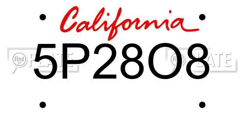 5P28O8 California License Plate