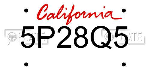 5P28Q5 California License Plate