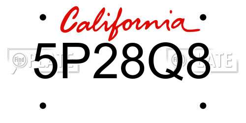 5P28Q8 California License Plate