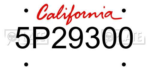 5P29300 California License Plate