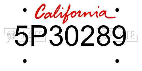 5P30289 California License Plate