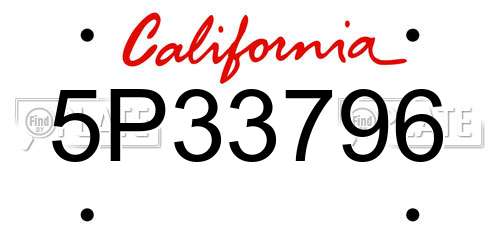 5P33796 California License Plate