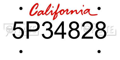 5P34828 California License Plate