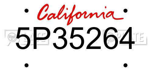 5P35264 California License Plate