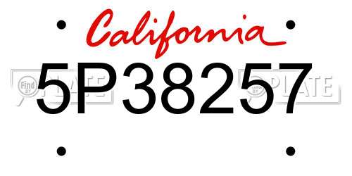 5P38257 California License Plate