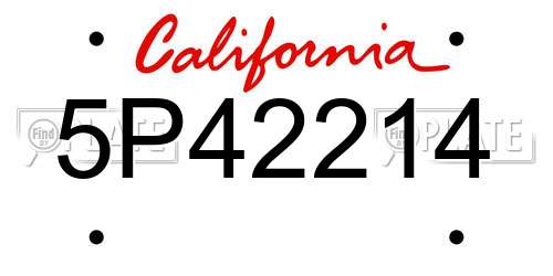 5P42214 California License Plate