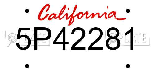 5P42281 California License Plate