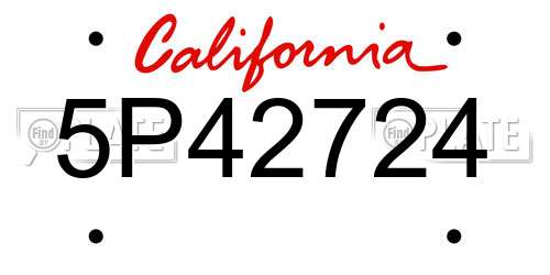 5P42724 California License Plate