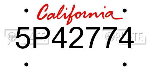 5P42774 California License Plate