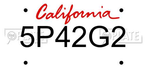 5P42G2 California License Plate