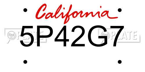 5P42G7 California License Plate