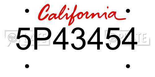 5P43454 California License Plate