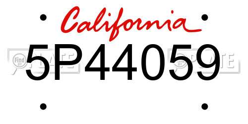 5P44059 California License Plate