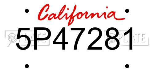 5P47281 California License Plate