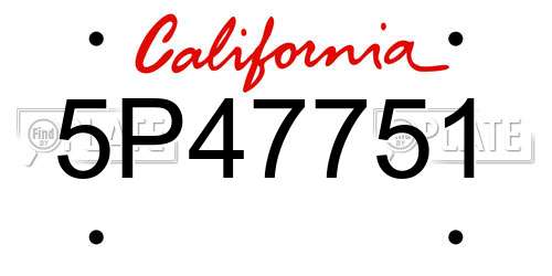 5P47751 California License Plate