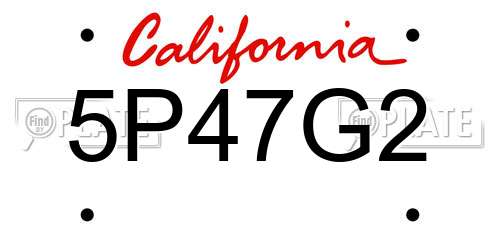5P47G2 California License Plate