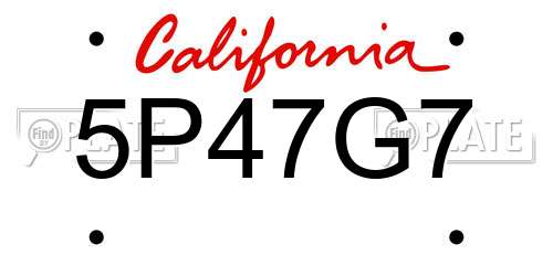 5P47G7 California License Plate