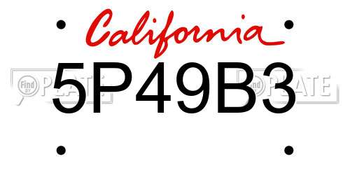 5P49B3 California License Plate