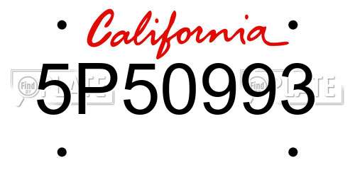 5P50993 California License Plate