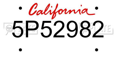 5P52982 California License Plate