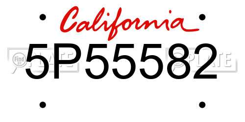 5P55582 California License Plate