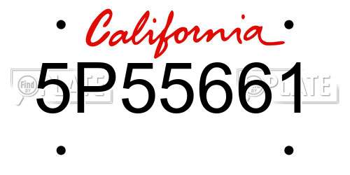 5P55661 California License Plate