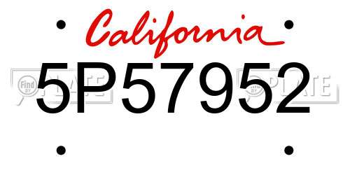 5P57952 California License Plate