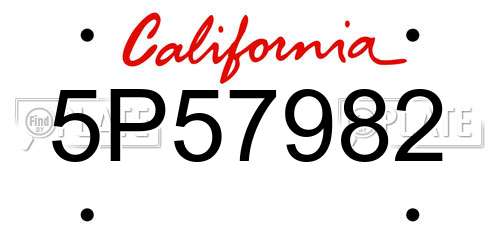 5P57982 California License Plate