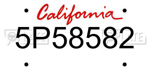 5P58582 California License Plate