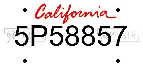 5P58857 California License Plate
