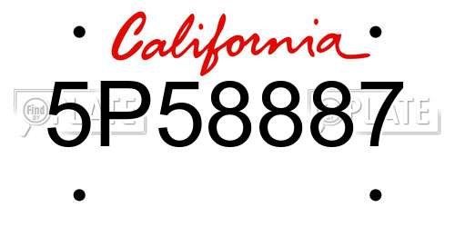 5P58887 California License Plate