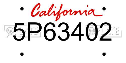 5P63402 California License Plate