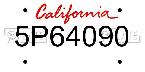 5P64090 California License Plate