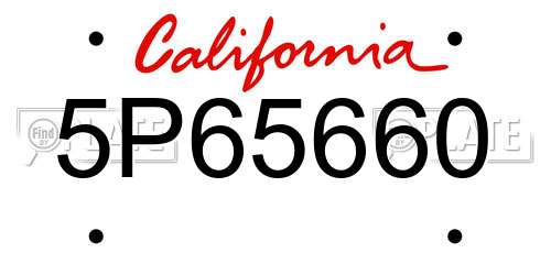 5P65660 California License Plate