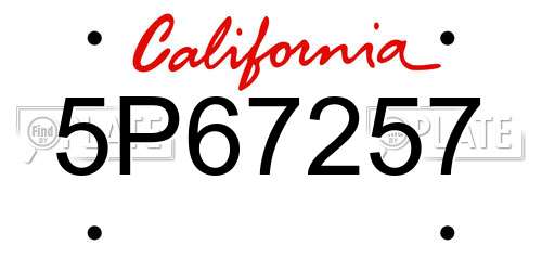 5P67257 California License Plate