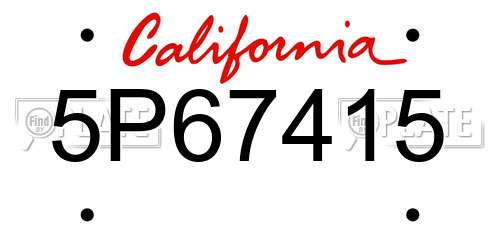 5P67415 California License Plate