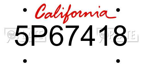 5P67418 California License Plate