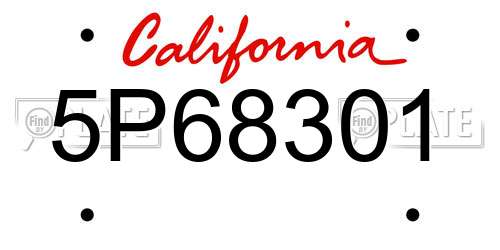 5P68301 California License Plate
