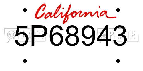5P68943 California License Plate